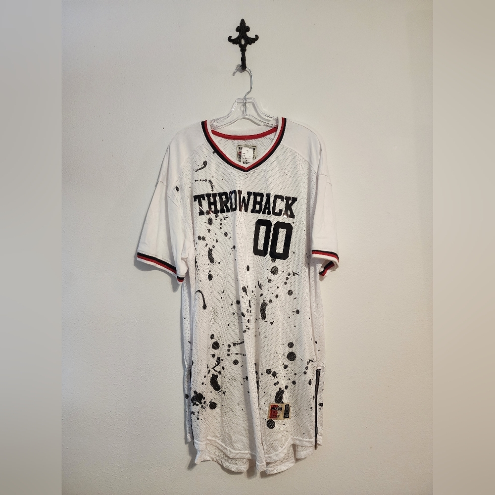 Bleecker & Mercer White Throwback 00 Jersey with Black Splatter
